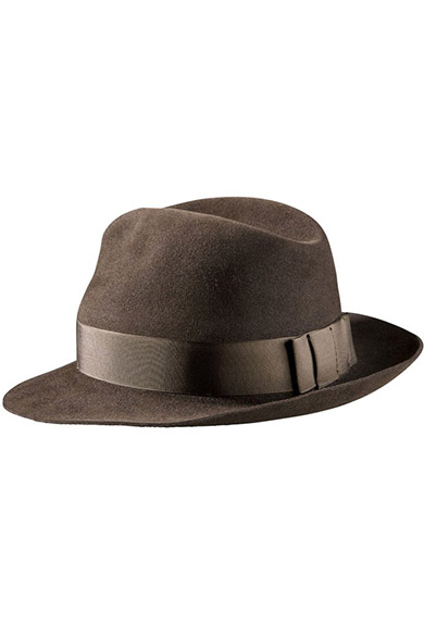 Chapeau Fedora pliable, en feutre poil de lapin, brun/gris